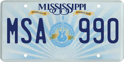 MS license plate MSA990