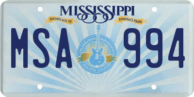 MS license plate MSA994