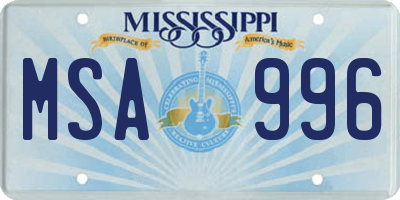 MS license plate MSA996