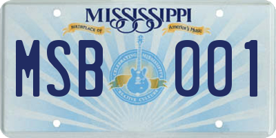 MS license plate MSB001