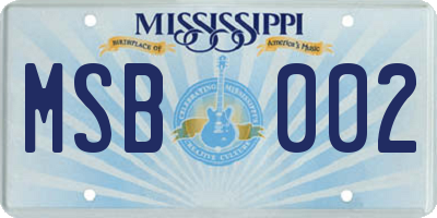 MS license plate MSB002