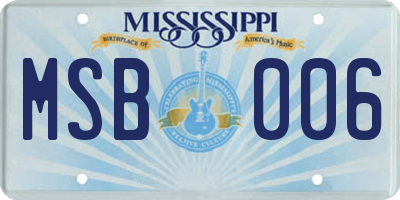 MS license plate MSB006