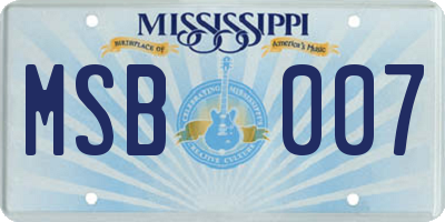 MS license plate MSB007