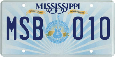 MS license plate MSB010