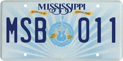 MS license plate MSB011