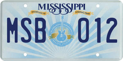 MS license plate MSB012