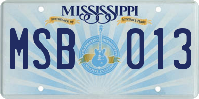 MS license plate MSB013
