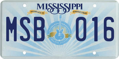 MS license plate MSB016