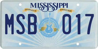 MS license plate MSB017