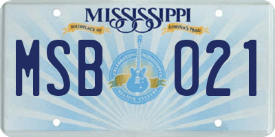 MS license plate MSB021
