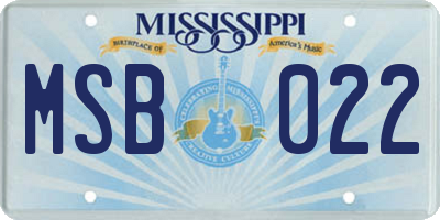 MS license plate MSB022