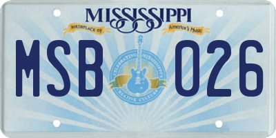 MS license plate MSB026