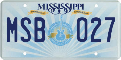 MS license plate MSB027