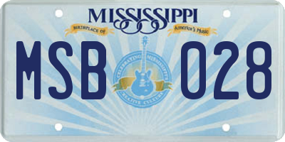MS license plate MSB028