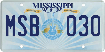 MS license plate MSB030