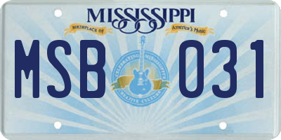 MS license plate MSB031