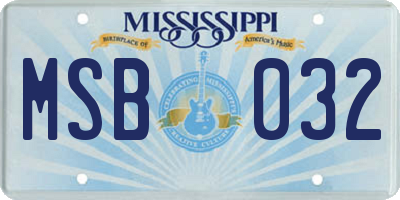 MS license plate MSB032