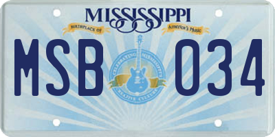 MS license plate MSB034