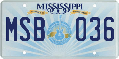 MS license plate MSB036