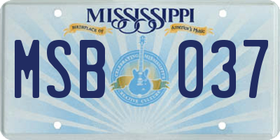 MS license plate MSB037