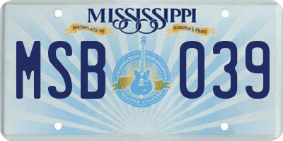MS license plate MSB039