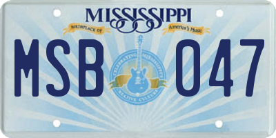 MS license plate MSB047