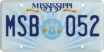 MS license plate MSB052