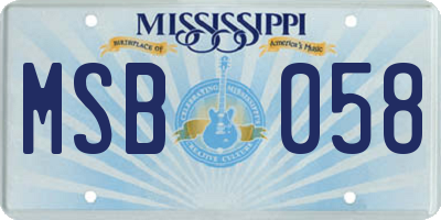 MS license plate MSB058