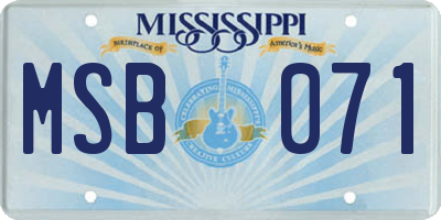 MS license plate MSB071