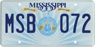 MS license plate MSB072