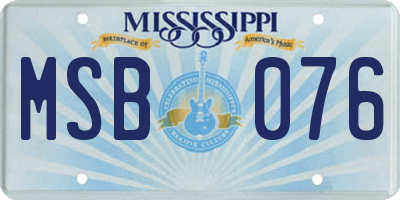 MS license plate MSB076