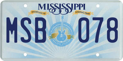 MS license plate MSB078