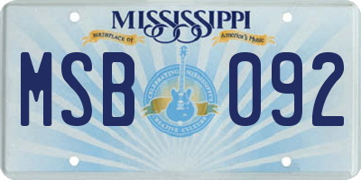 MS license plate MSB092