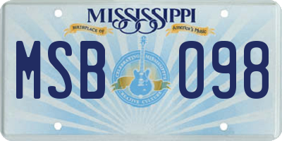 MS license plate MSB098