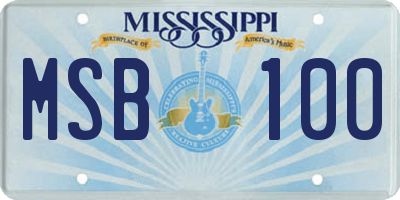 MS license plate MSB100
