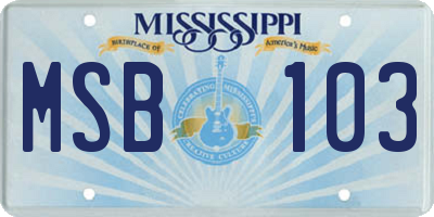 MS license plate MSB103
