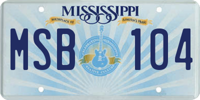 MS license plate MSB104
