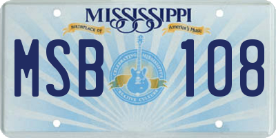MS license plate MSB108