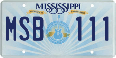 MS license plate MSB111