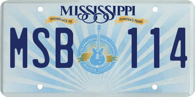 MS license plate MSB114