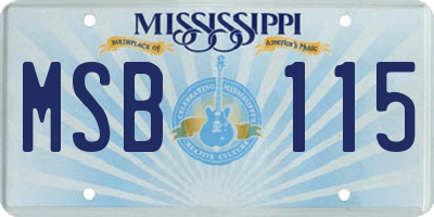MS license plate MSB115