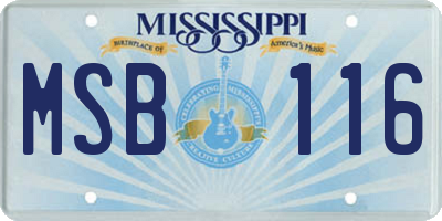 MS license plate MSB116