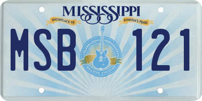 MS license plate MSB121