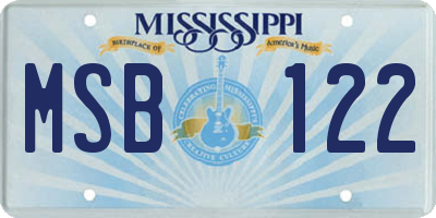 MS license plate MSB122