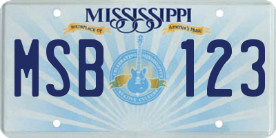 MS license plate MSB123