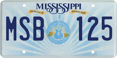 MS license plate MSB125