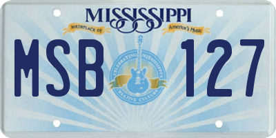 MS license plate MSB127