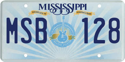 MS license plate MSB128