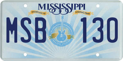MS license plate MSB130
