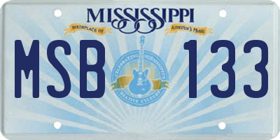 MS license plate MSB133